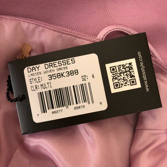 ABS Allen Schwartz Dress Tafetta Floral Ruffle Hem Sleeveless Purple Size 4 - Picture 5 of 7